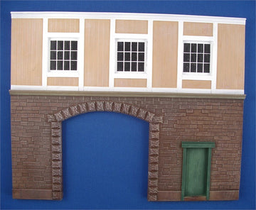 Stone/Half-Timbered Two Storey Building Front With Open Archway